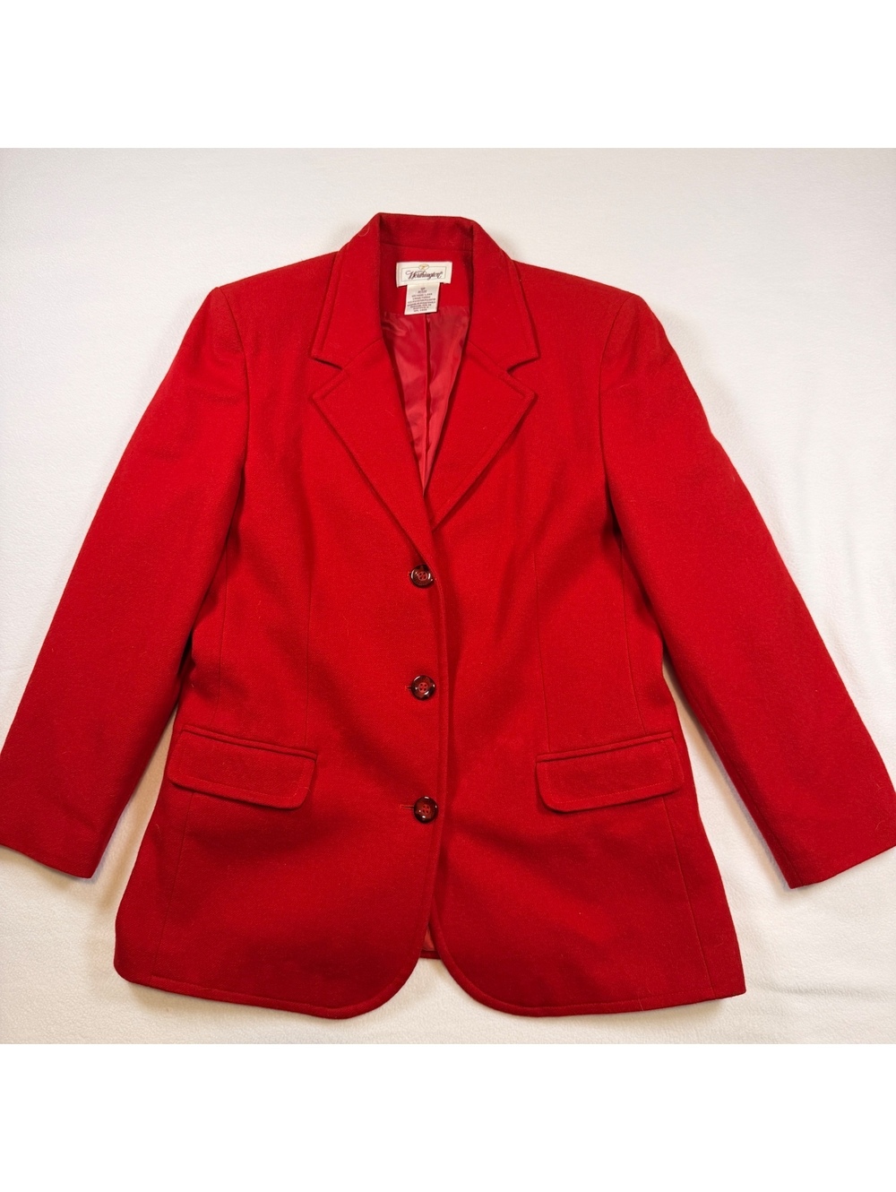 Vintage Worthington 100% Pure Wool Red Blazer Jacket Flawed